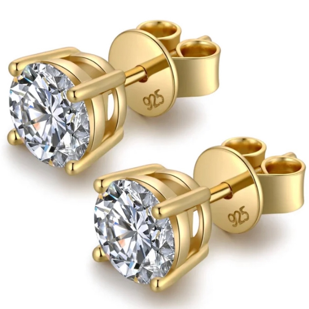 Genuine 3 carats moissanite stud earrings.